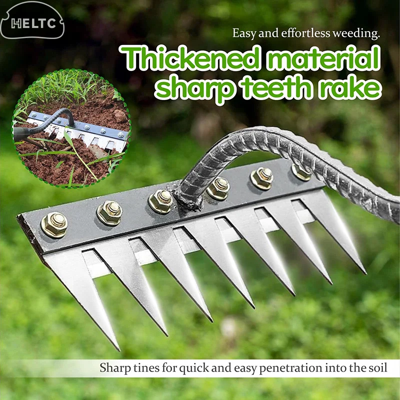 Râteau de désherbage en fer 2.0, râteau en fer pour le jardinage et les mauvaises herbes, outils d'extraction de mauvaises herbes à main robustes 1 pièces