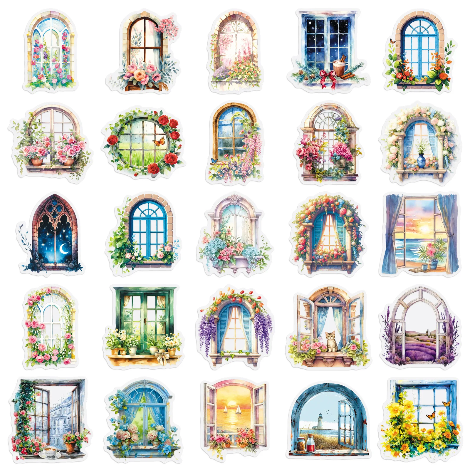 10/50PCS Transparente Fenster Blume Aufkleber PET Graffiti DIY Dekoration Handy Fall Notebook Wasser Tasse Spielzeug Geschenk Aufkleber