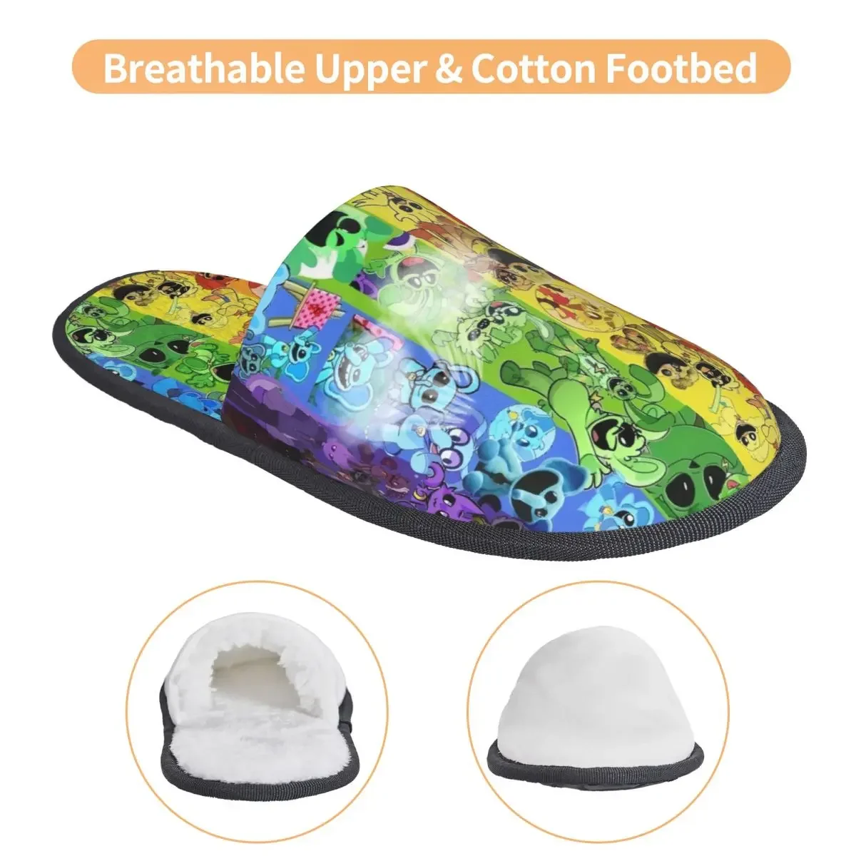 Custom Smilings Critters Game Cartoon Memory Foam Slippers Women Cozy Warm House Slippers image 3
