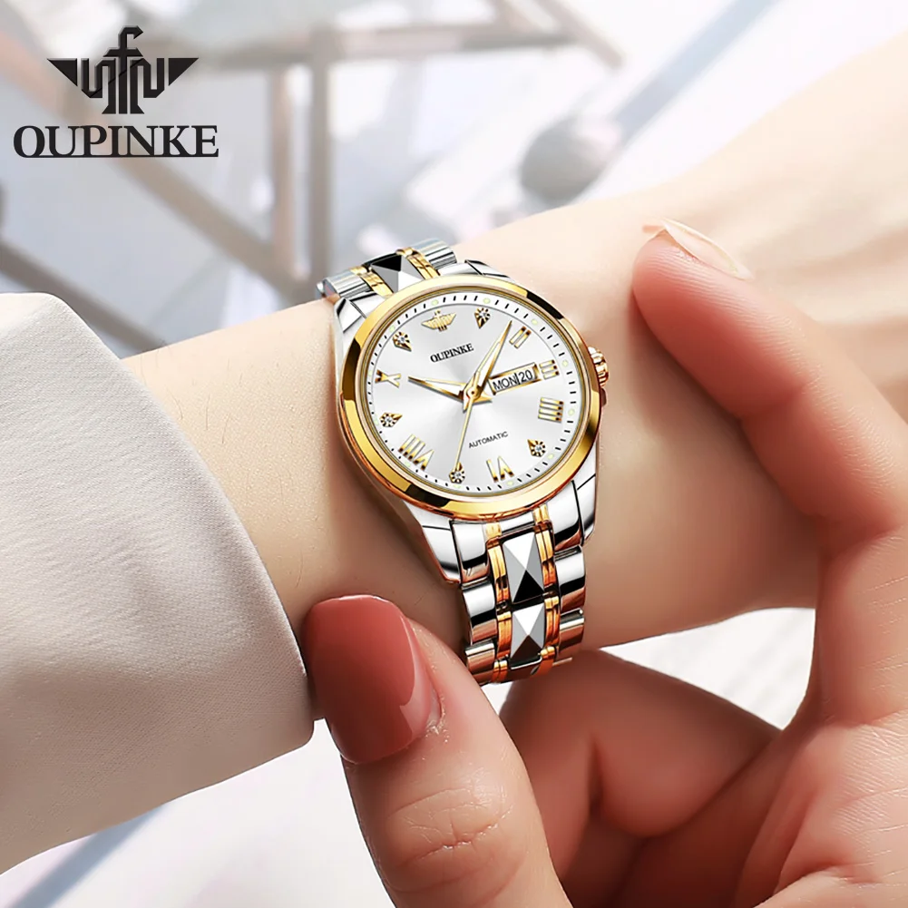 OUPINKE 3171 Women Watch Luxury Original Women All Automatic Mechanical Watch Tungsten Steel Waterproof Clock Brand Women Watch