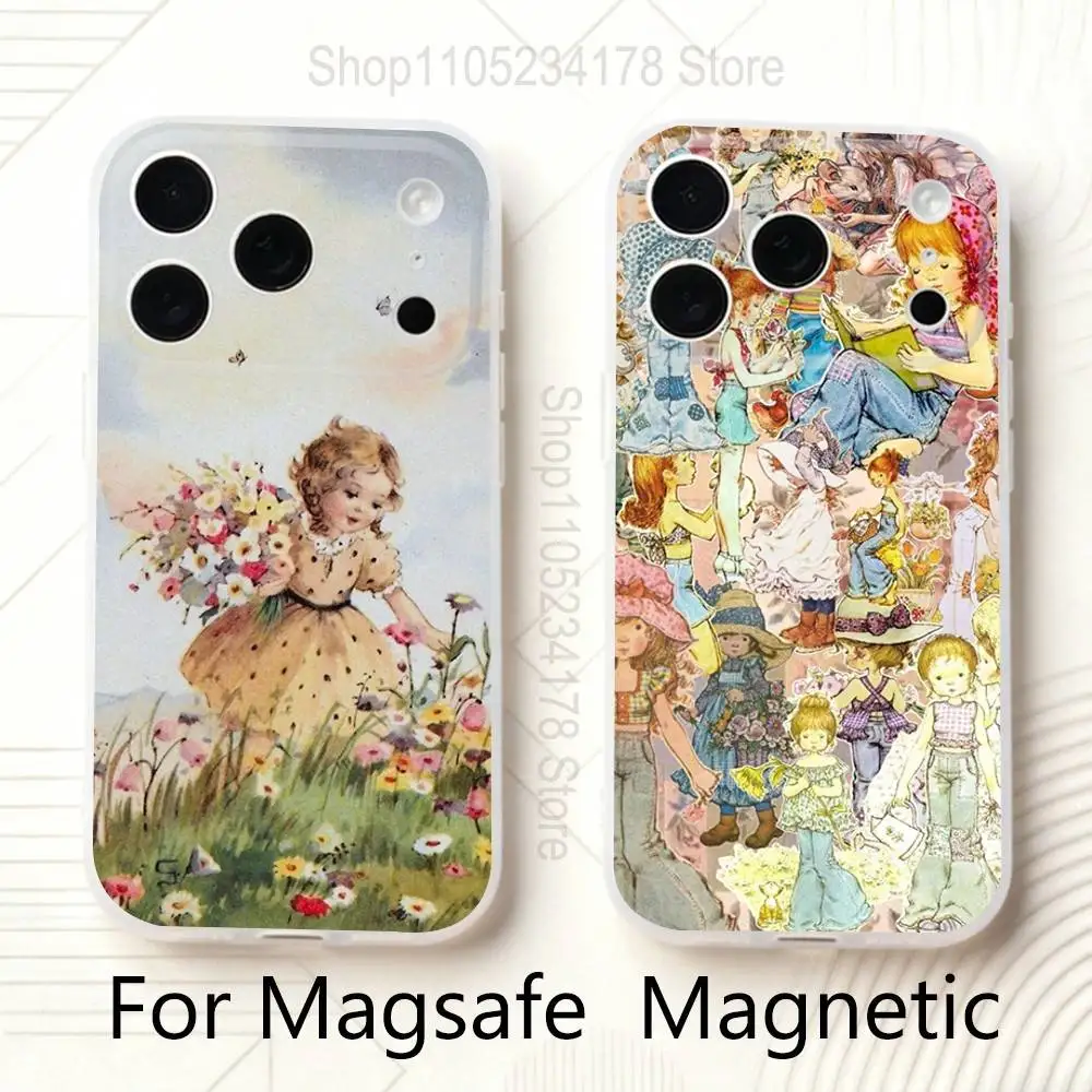 

Phone Case For iPhone 17,16,15,14,13,12,11 Pro,Max,Plus,Mini,Air,E Art S-Sarah K-Kay Pattern Magnetic Magsafe Frosted Clear