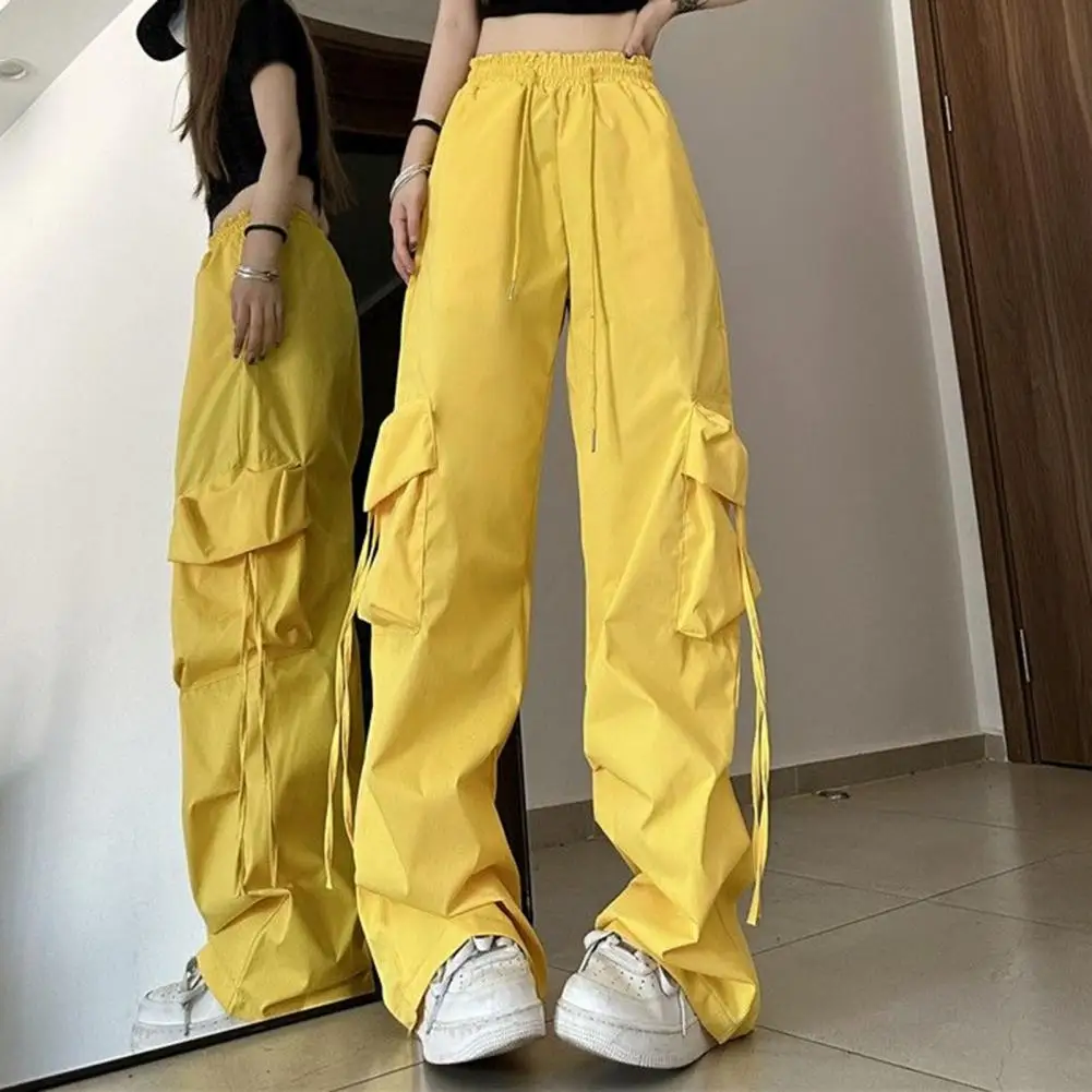 

Women Cargo Pants Fashion Casual High Waist Big Pockets Hip Hop Trousers Female Streetwear Drawstring Baggy Sweatpants