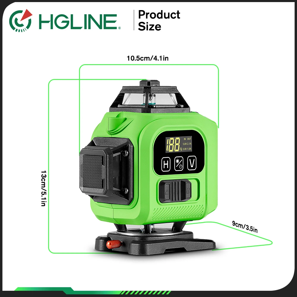 HGLINE 16-Linien Laser-Nivelliergerät Professionelles Bau-Laserwerkzeug 360° ° Horizontale und vertikale Nivelliergeräte mit 6000mAh Akku – Detail 15