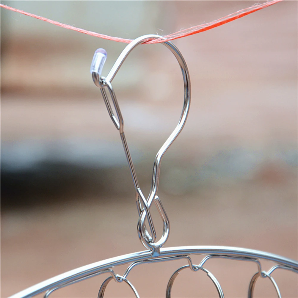 

Sock Holder 10 Clips Stainless Steel Drying Hanger Windproof Laundry Rack Clothes Hook Travel Use Space Saving