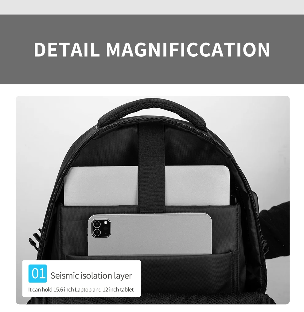 Heroic Knight Multifunktionaler Herren-Rucksack, passend für 15,6-Zoll-Laptops, modischer wasserdichter Schulrucksack, USB-Anti-Diebstahl-Reisetasche für Herren – Detail 9