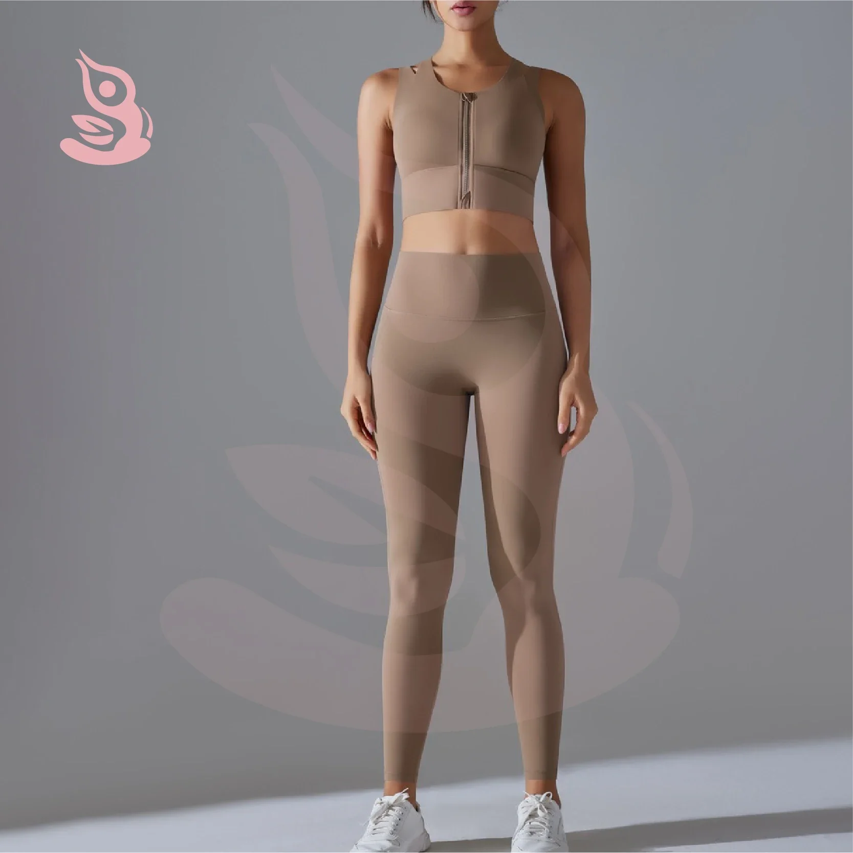 New Non Wearing Underwear Double-sided Brocade Solid Color Tight Zipper Vest Yoga Set Sports Running Fitness Yoga Suit Gym Set