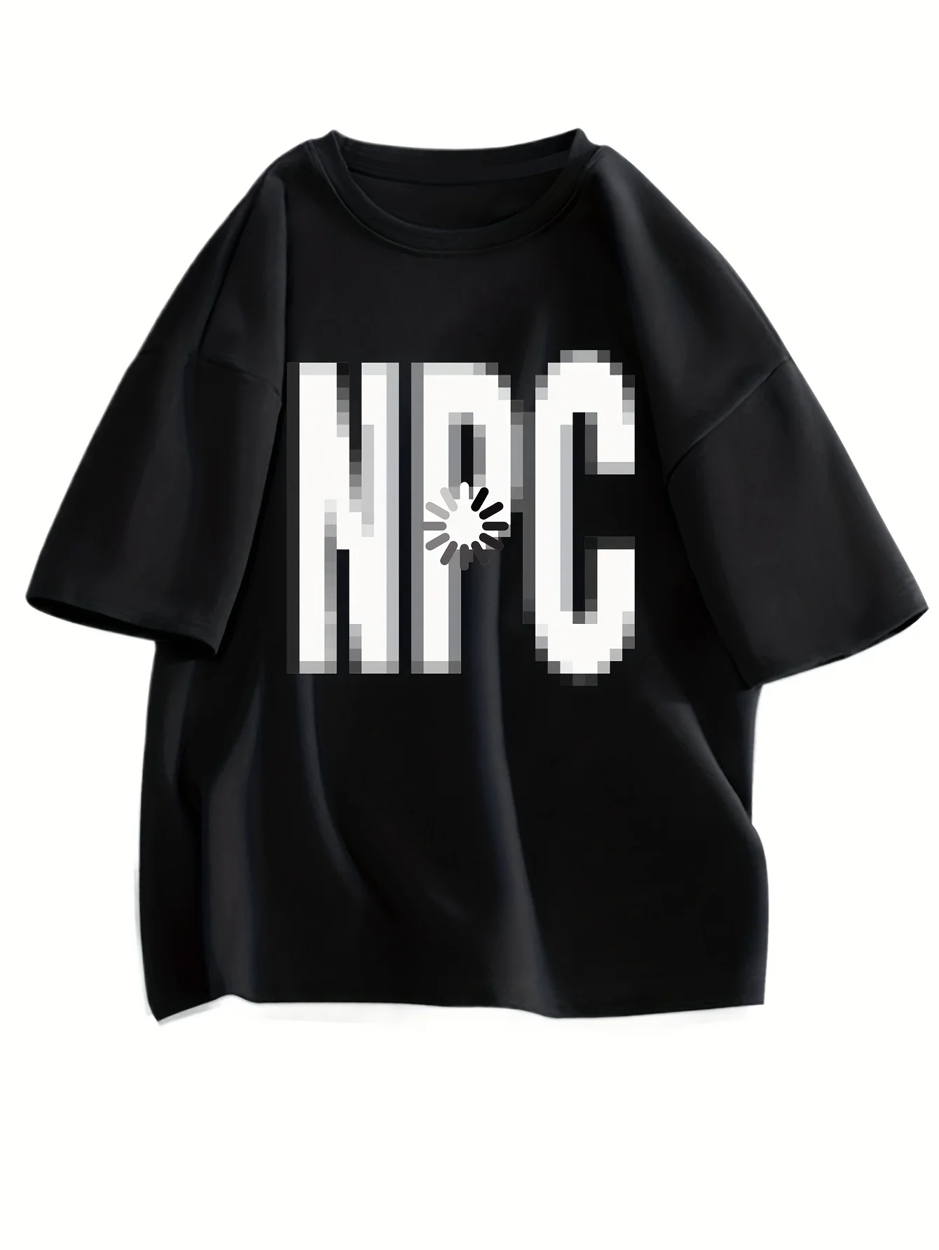 Men's Oversized Vintage NPC Loading Pixel Design T-Shirt Fun Print Crew Neck Casual Vintage Style Daily Outfit Unisex Style Tees