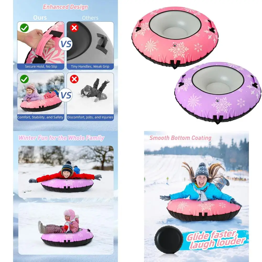 

Надувная сверхпрочная снежная трубка с холщовым чехлом для детей от 13 лет, утолщенным дном, буксировочным ремнем и ремонтным комплектом для зимних пролетов