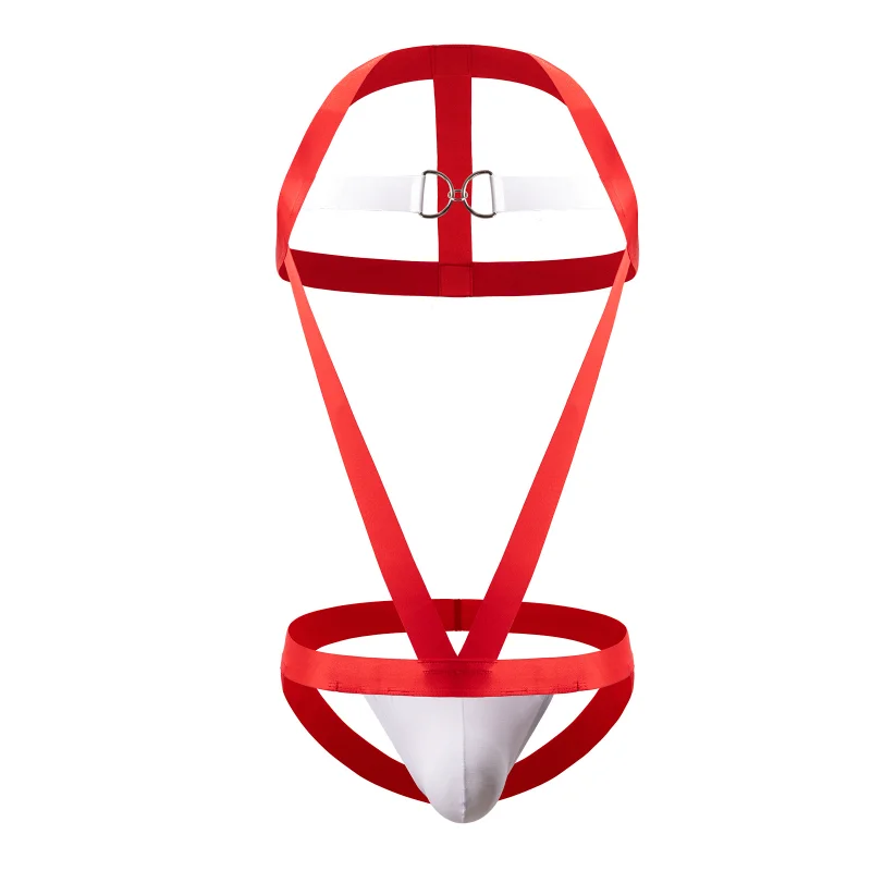 

Мужской сексуальный боди с нагрудным ремнем, полые трусики для косплея, рождественская шляпа, комплект нижнего белья, высокоэластичный комбинезон Санта-Клауса