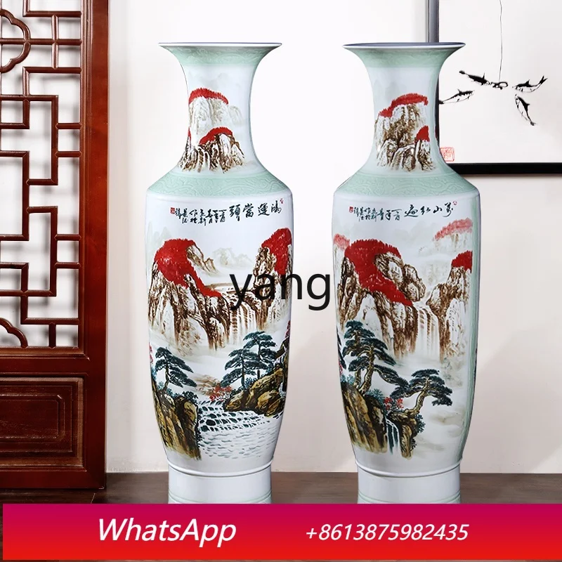 CX Porcelain Floor Large Vase Hand Painted Opportunity Knocks Flower Arrangement Living Room Outdoor Hotel Housewarming
