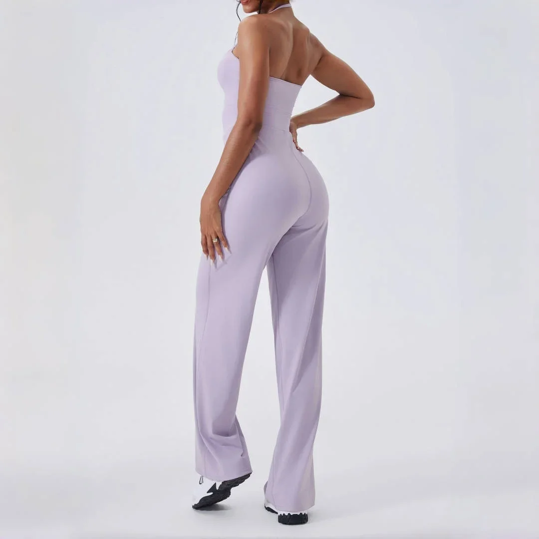 

Winter Fitness Peach Hip Sports Bodysuit for Women One-Piece High Waist Straight-Leg Yoga Set Slimming Mesh Long Sleeve Jumpsuit