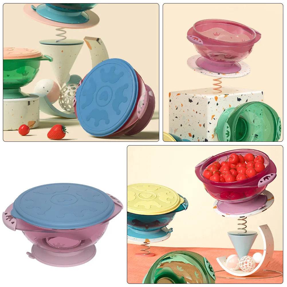 

1Pcs Baby Suction Cup Bowl Purple Adorable Non-Slip Feeding Bowl Spill-Proof Lidded Food Container Easy Clean Heat Preservation
