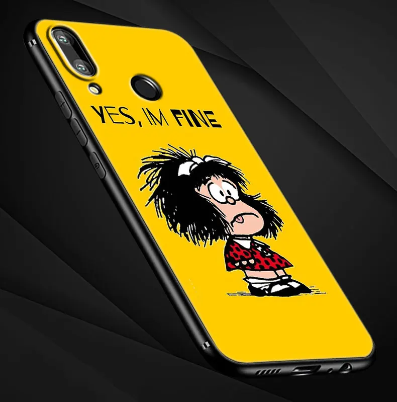 Cartoon Mafalda Case For Honor X6 4G X7 4G X8 X9 4G 5G Huawei Y9 Y7 Y5 Y6 Y7 Y8 A S P Prime 2018 2019 2020 Black Soft Cover