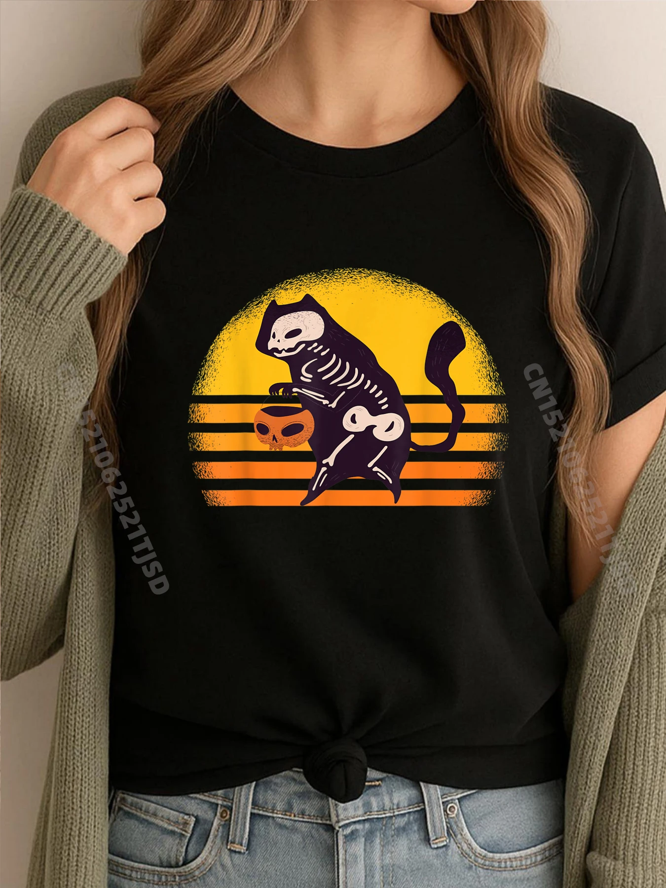 

Cat Skeleton Halloween Funny Bones Skull Cat Luxury Clothing New Year Letter