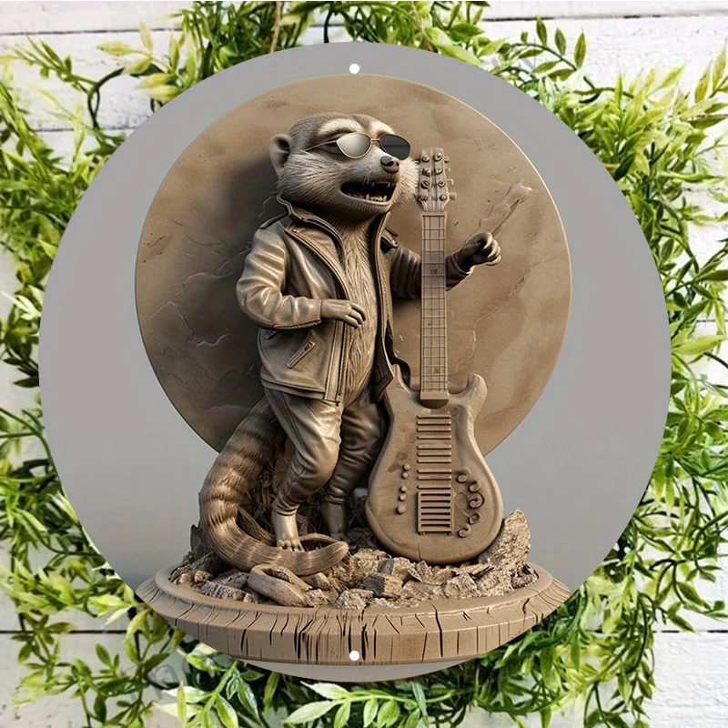 Charming Animal Piano Players Metal Sign, Weatherproof and Easy-Hang, Home Decor, Room and Garden Decoration, 8x8Inch