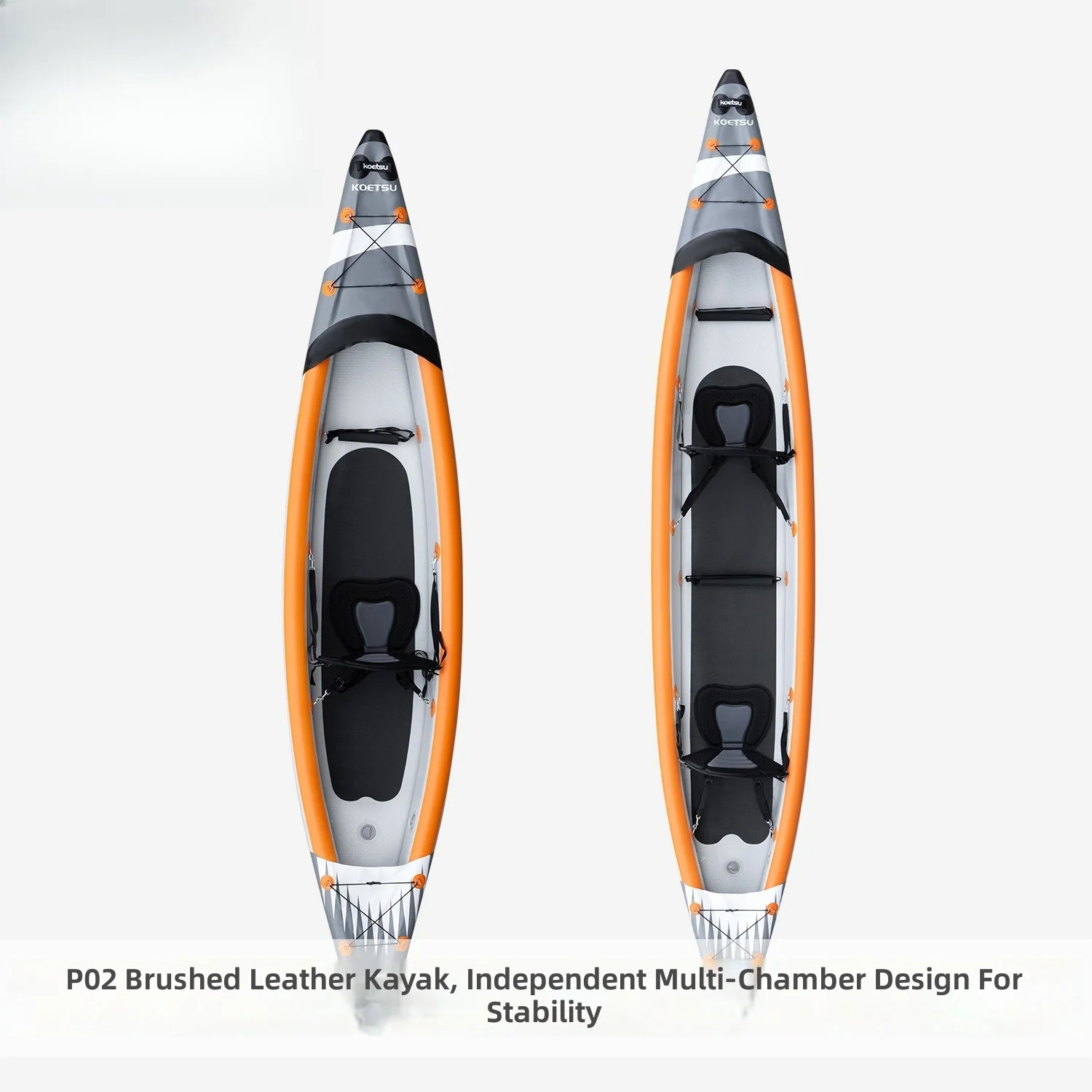 Aufblasbares Kajak, 2-Personen Aufblasbares Kanu, Langlebiges Drop-Stitch-Material, Tragbares Ozeanboot für Outdoor-Wassersport