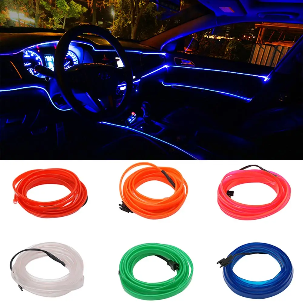 1M/2M/3M/5M Car Interior Led Decorative Lamp EL Wiring Neon Strip For Auto DIY Flexible Ambient Light USB Party Atmosphere Diode