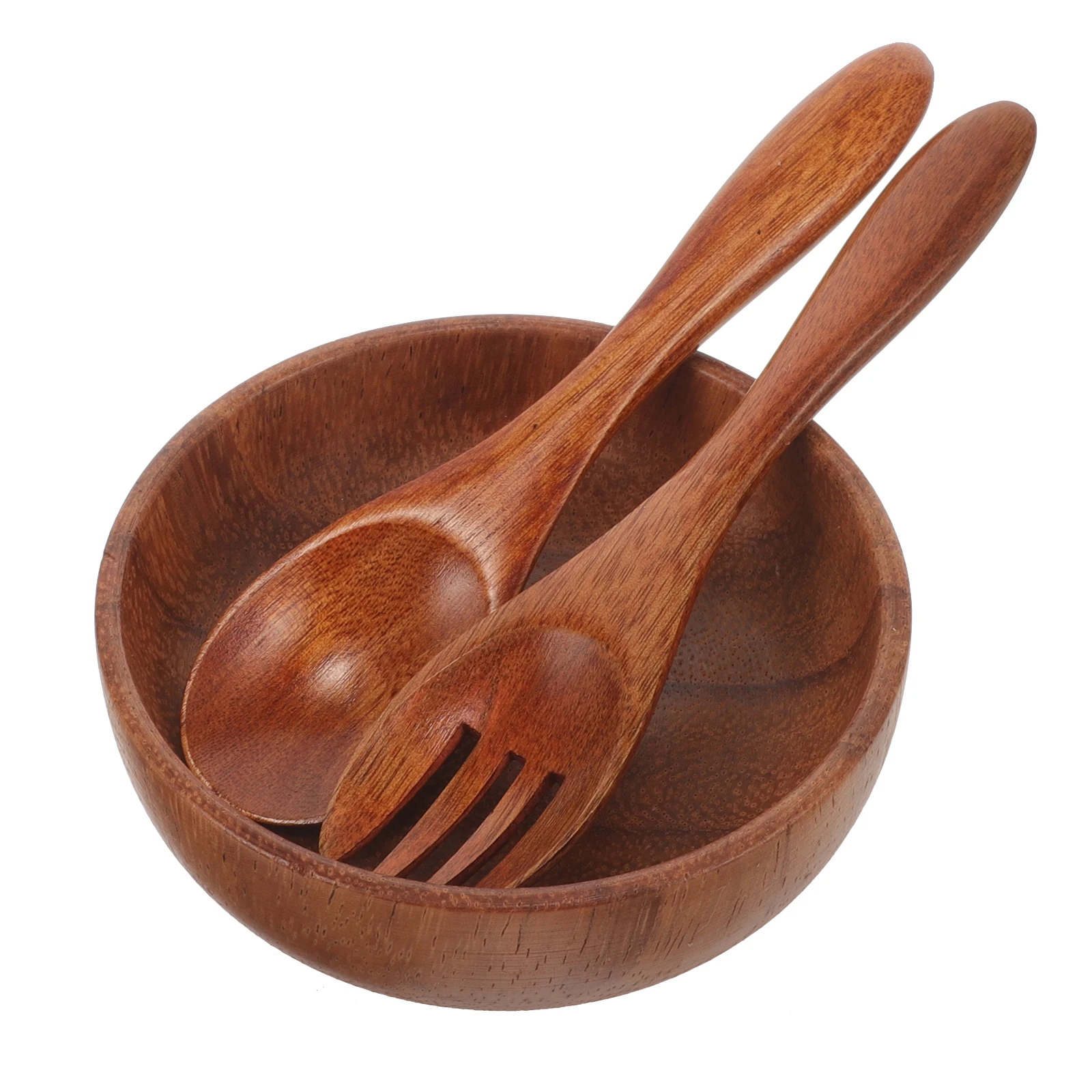 

1 Set Wood Salad Bowl With Spoon And Fork Wood Food Bowl Food Container For Home Natural Wooden Bowl Set Salad Ramen Bowl