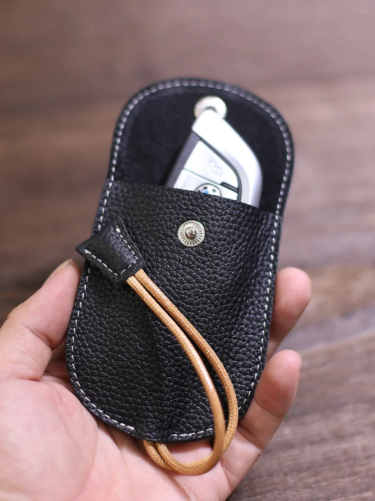 Genuine Leather Key Case  New Home Key Case Portable Keychain Small  Men\'s Car Key Case Pulling Bags for Keys