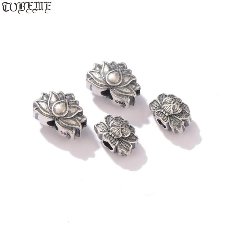 

Handmade Vinatge 100% 925 Silver Tibetan Lotus Beads DIY Jewelry Loose Bead Good Luck Jewelry Findings