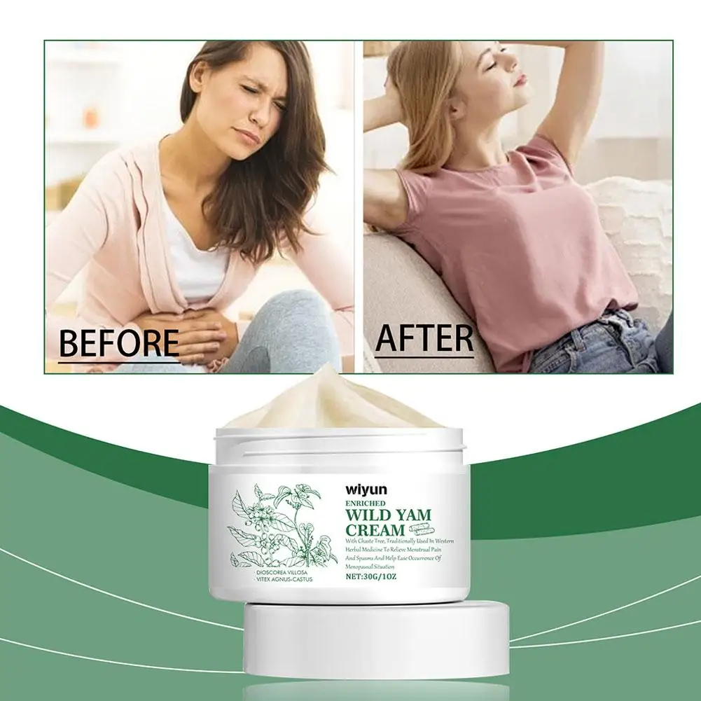 Creme de inhame selvagem para equilíbrio hormonal, suporte para menopausa, creme de inhame selvagem, creme facial hidratante para mulheres, brilho, endurecimento, esqui b3a6