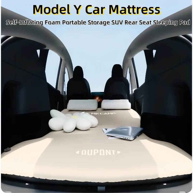 

for Tesla Model Y Car Air Mattress, Self-Inflating Foam Pad for Rear Seat Bed, Portable Storage Sleeping Pad for SUV, Model Y