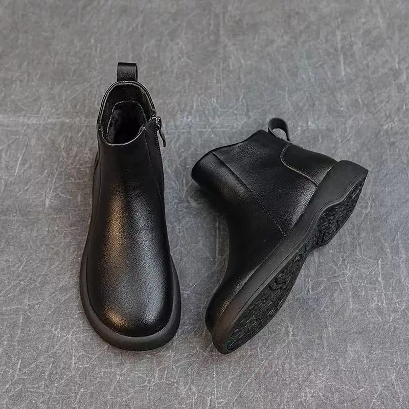 

Модные ботильоны с круглым носком, кожаные ботильоны для женщин, осень-зима 2022, новые элегантные качественные теплые женские короткие ботинки с круглым носком