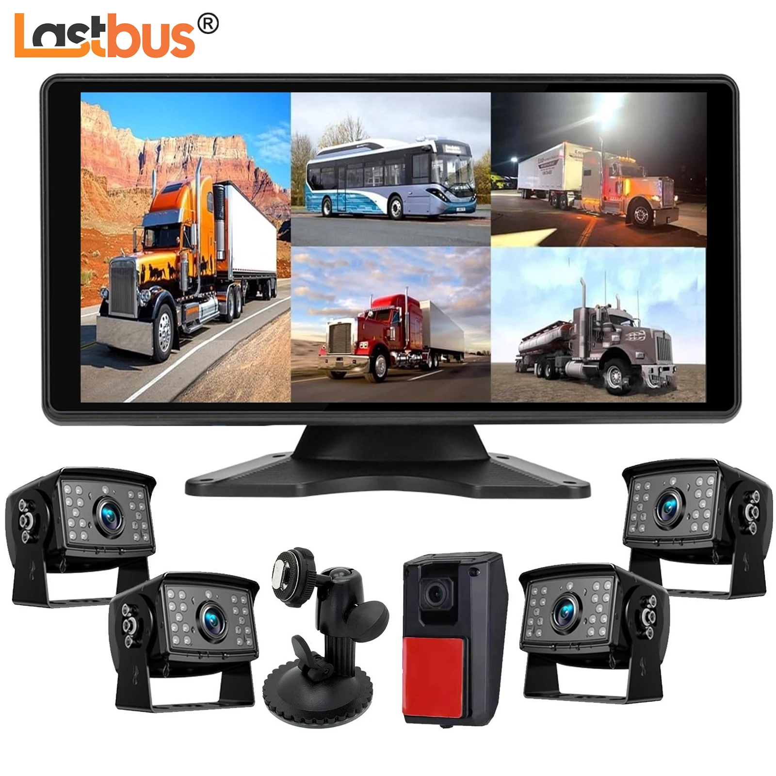 

Lastbus 5 CH 10.36" IPS Touchable Screen DVR Split Monitor 360°Parking System AHD 1080P Backup Camera For Truck Semi Box Bus