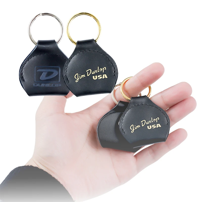 Dunlop Guitar Pick Holder Leather Guitarra Plectrum Case Bag Keychain Shape Guitar Accessories Guitar Parts Holders