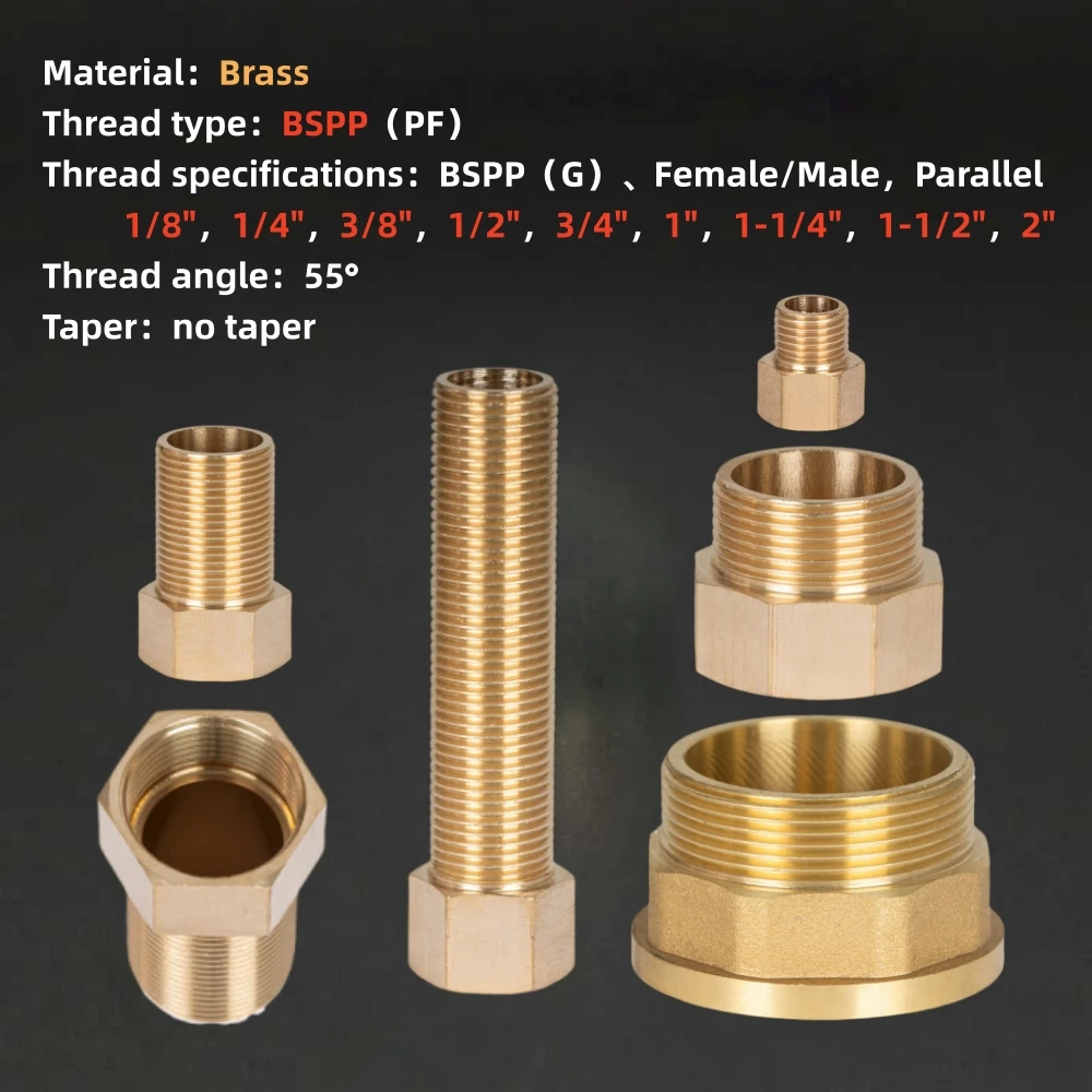 Brass BSPP Male Female Threaded Pipe Fittings, Parallel 1/8
