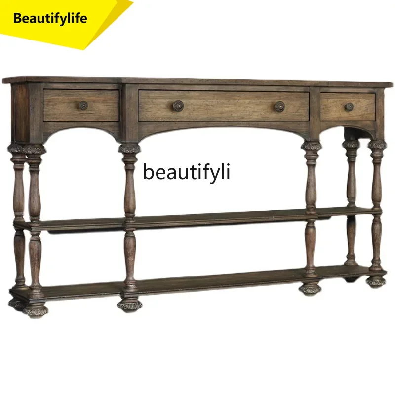 

X188 American Country Solid Wood Console Tables Distressed Porch Dining Edge Curio Cabinet Sofa Tables