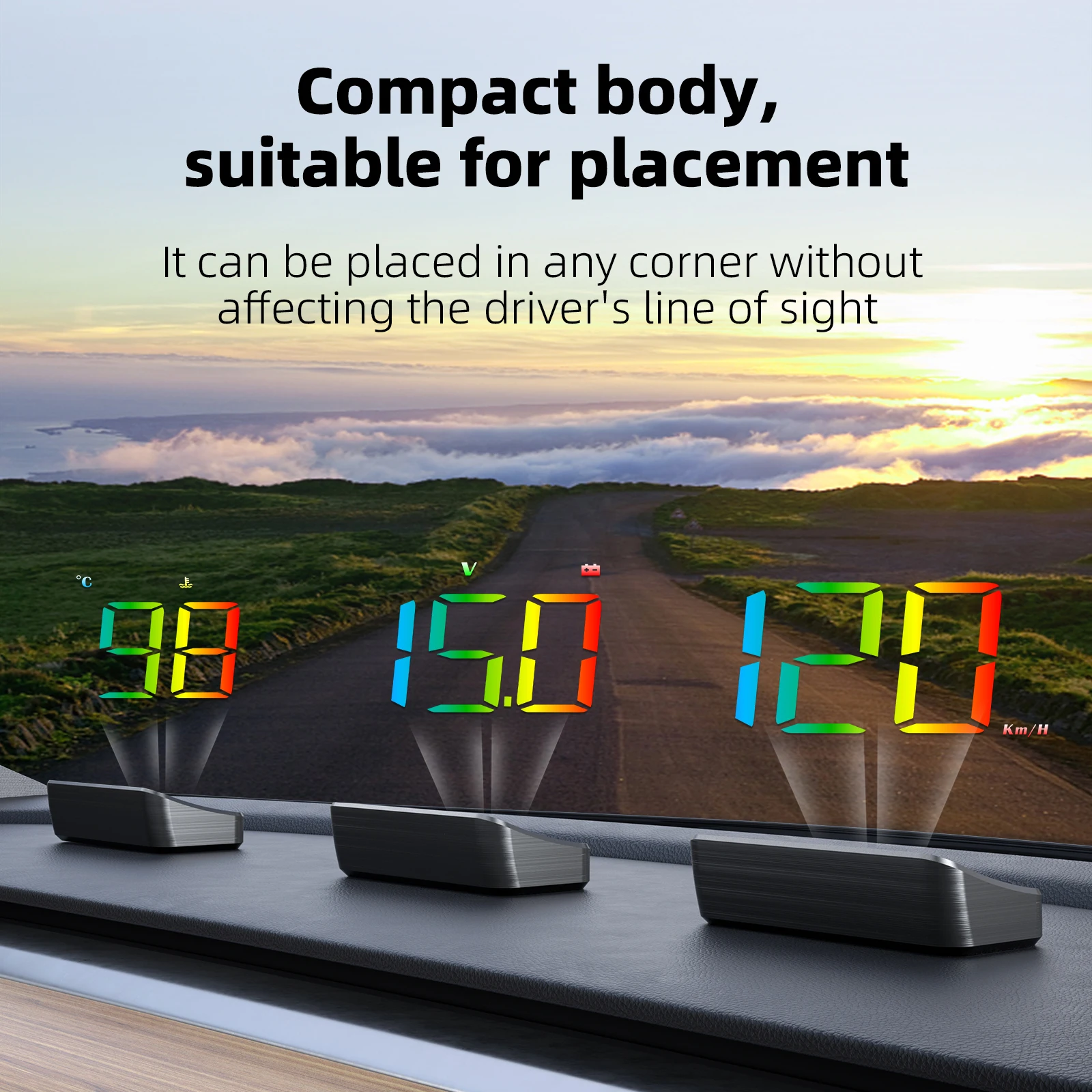 Digital M4 OBD Head Up Display Large Font Car HUD KMH MPH Speedometer Water Temperature Voltage with Temp Overspeed Alarm 12V