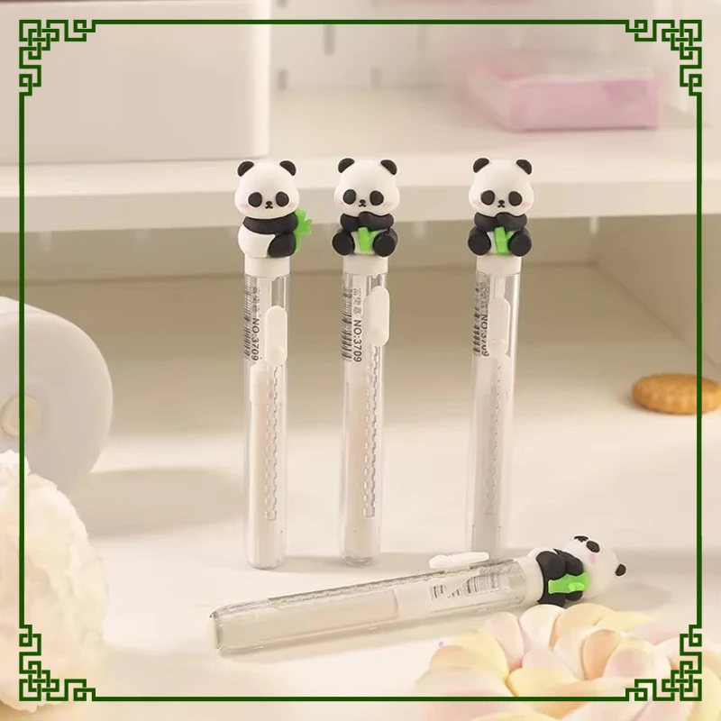 1Pc Cute Cartoon Panda Deco Retractable Eraser Pen Shape Eraser Kawaii Primary School Student Stationery Back To School Supplies