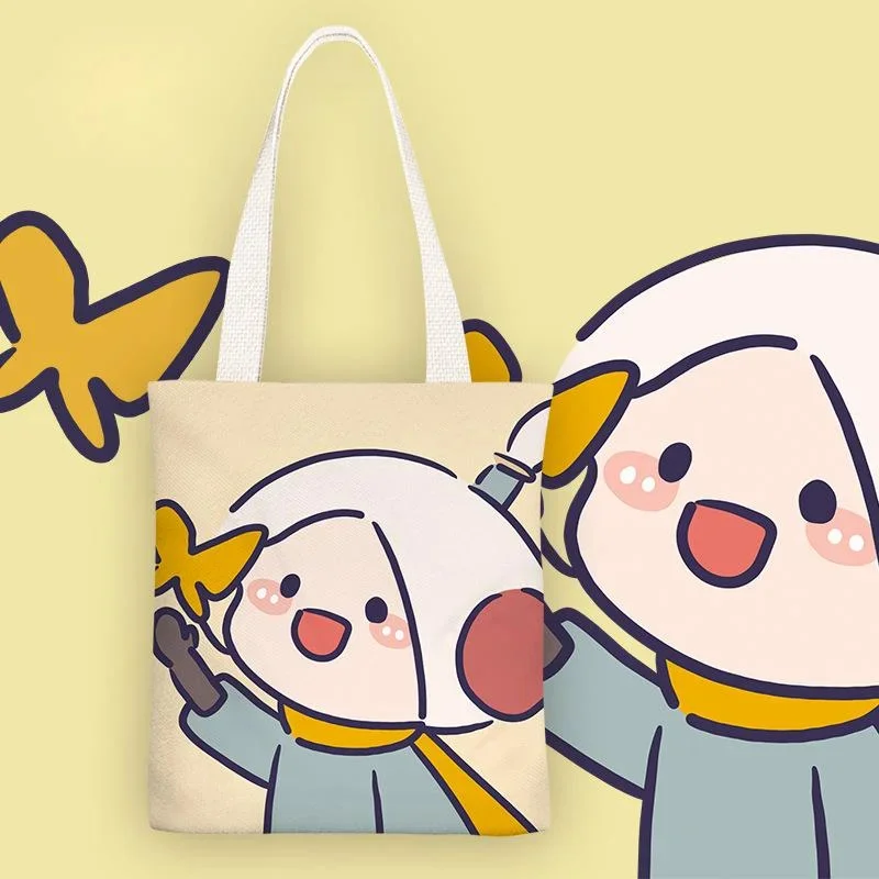 

INS Style Canvas Tote Bag Women Cartoon Anime Print Fresh Shoulder Bag Reusable Shopping Bag Student School Handbag