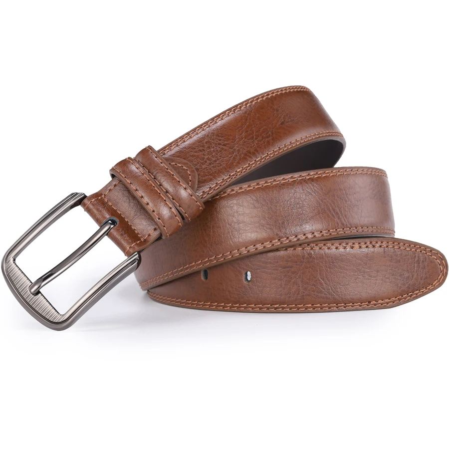 Male Men Casual Fashion Waist Belts Genuine Leather Pin Buckle Luxury Designer Belts for Men Dress Daily Wear Blue Red Brown view 6