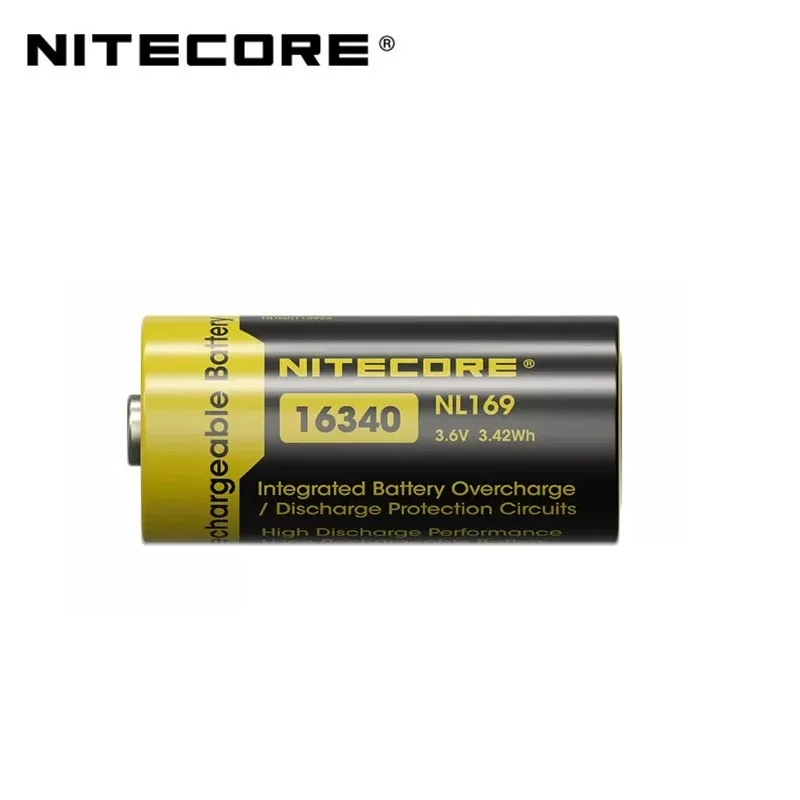 NITECORE-Batterie Rechargeable Ion Eddie, Version Améliorée de NL166, RCR123A, 950mAh, 3.6V, Haute Performance, 2 Pièces, 16340