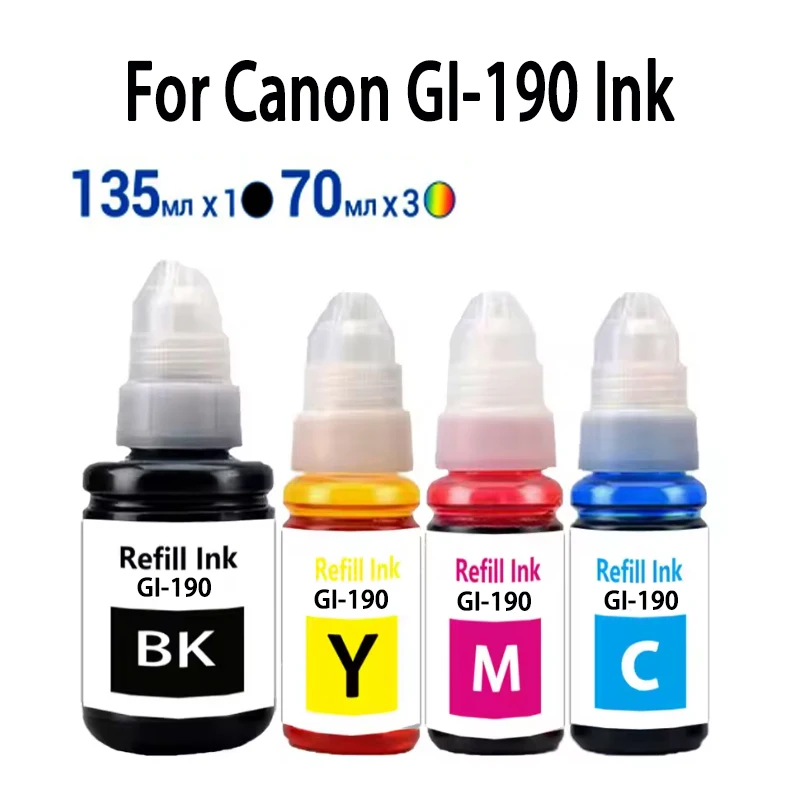 GI-190 Ink Refill Bottles Replacement Compatible for Canon PIXMAG 1310 G3310 G2600 G3600 G3610 G4600 G4610 G1100 G1110 G2100