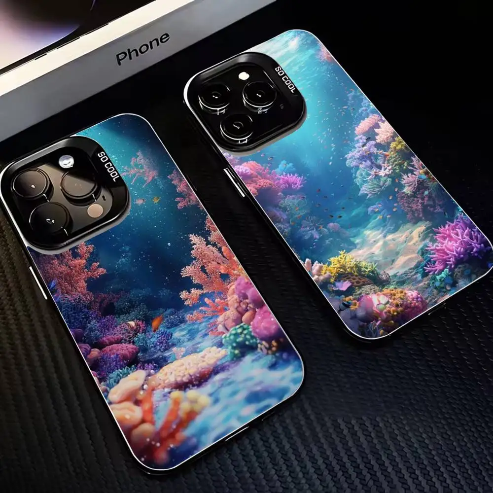

Undersea Life Phone Case For iPhone17,16,15,14,13,12,11 Plus,Pro Max Black Matte Shockproof Cover