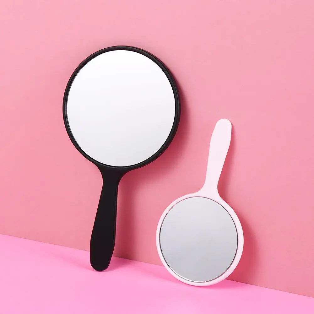 Creative DIY Makeup Mirror Handheld With Handle Round Handheld Mirror Anti-fall Small Portable Mirror Home