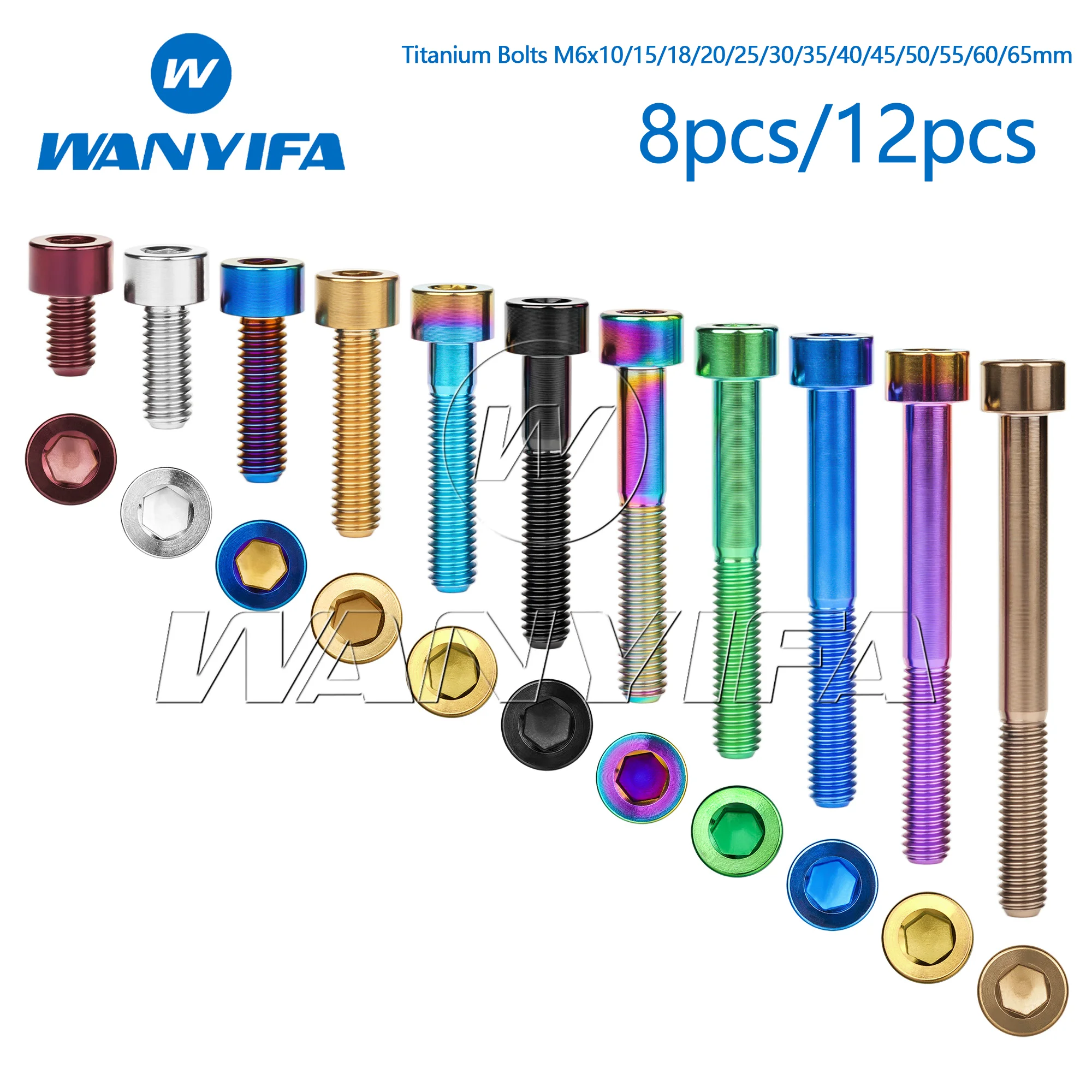 Titanium Alloy Hex Socket Head Cap Screws M6x10/15/18/20/25/30/35/40/45/50/55/60/65mm Bicycle-Specific Screws