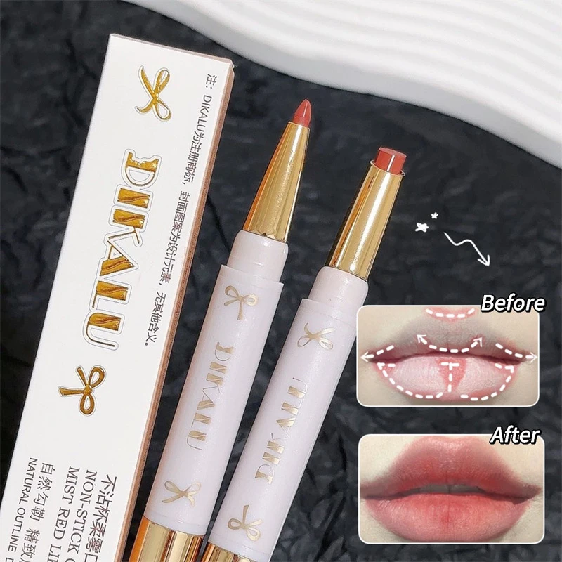 DIKALU Matte Lip Liner Stift Wasserdicht Contouring Lippenstift Doppelseitige Dauerhafte Antihaft Tasse Glatte Samt Lippen Make-Up Kosmetik