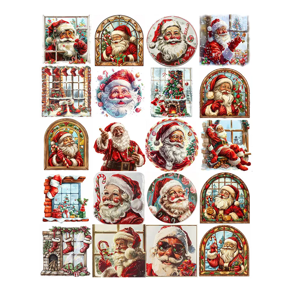 20pcs Christmas Santa Claus Stickers Pack Varied for Kids Crafts Scrapbooking Luggage Laptop Notebook Aesthetic Decoration Decal