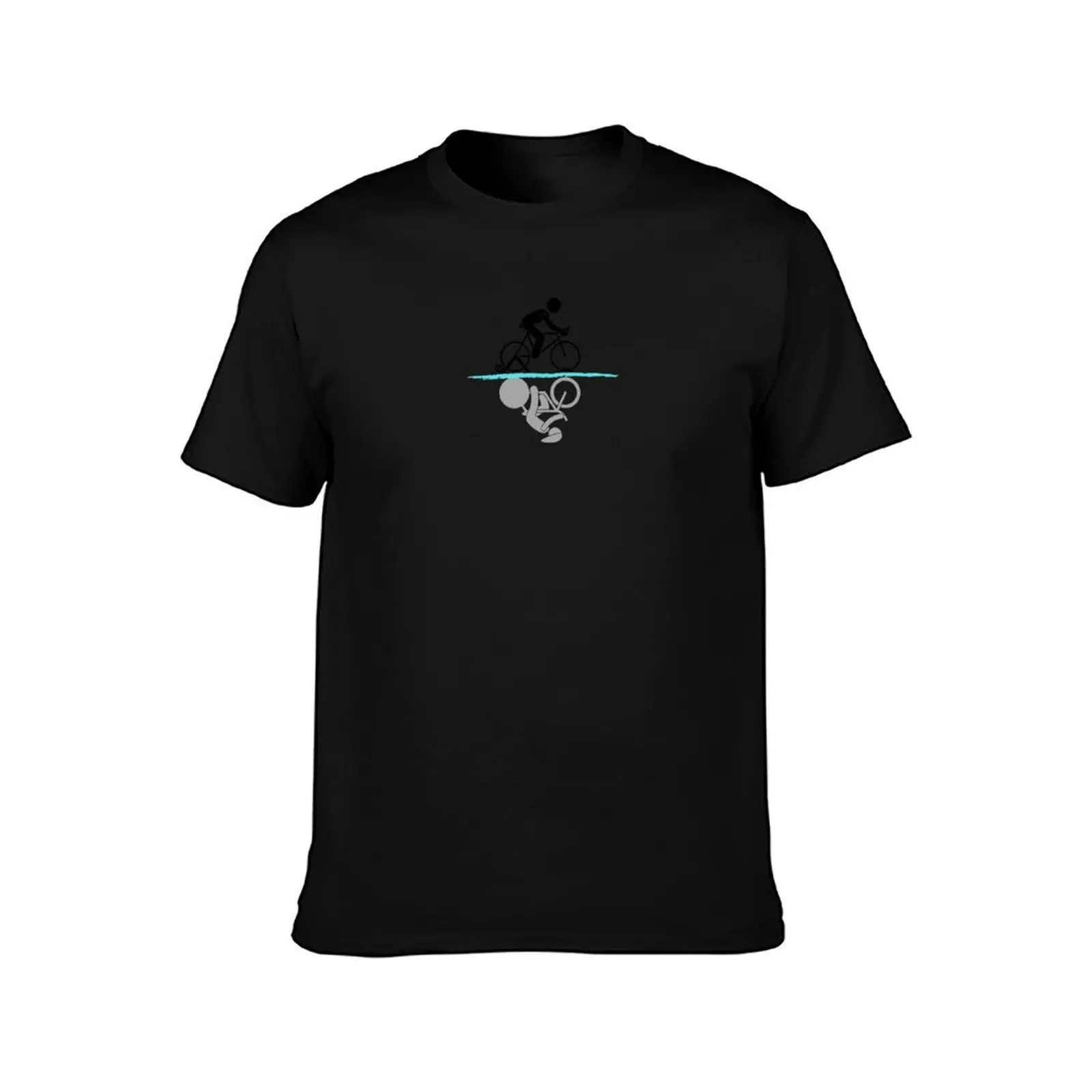 Cyclist on a Turbo trainer black silhouette - reflection T-Shirt, Summer Casual Cotton Tee, Oversized Streetwear Tops