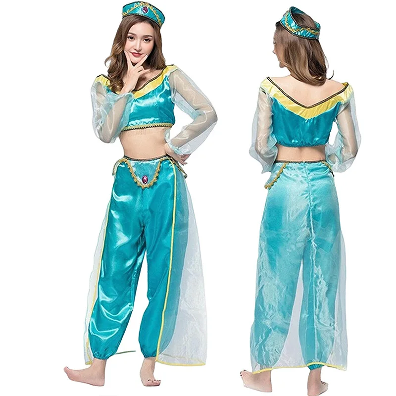 Jasmine Princess Skirt Aladdin Divine Lamp Costume Uniform Halloween Indian Female Regional Dancer Anime Cos Fairy Tales