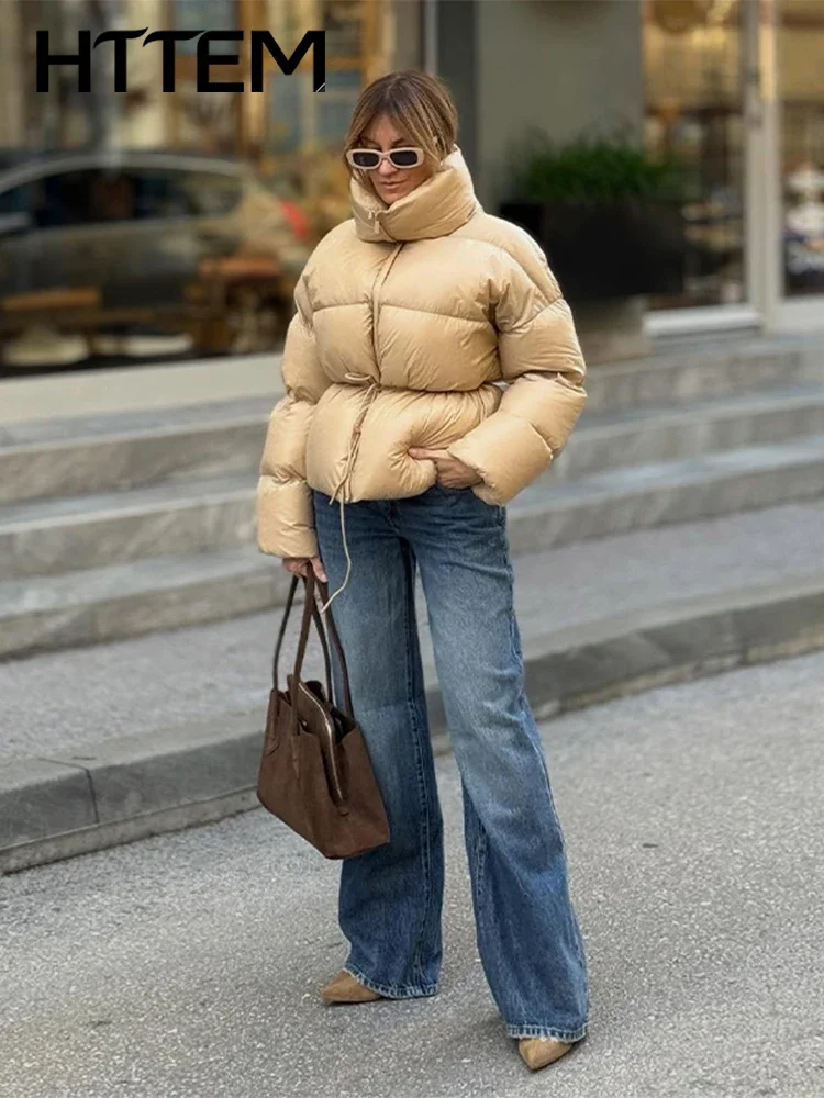 Autumn Winter Women's Short Cotton Coat Warm Standup Collor Zipper Lace Up Female Slim Coats 2026 Chic Solid Lady Thicken Jacket