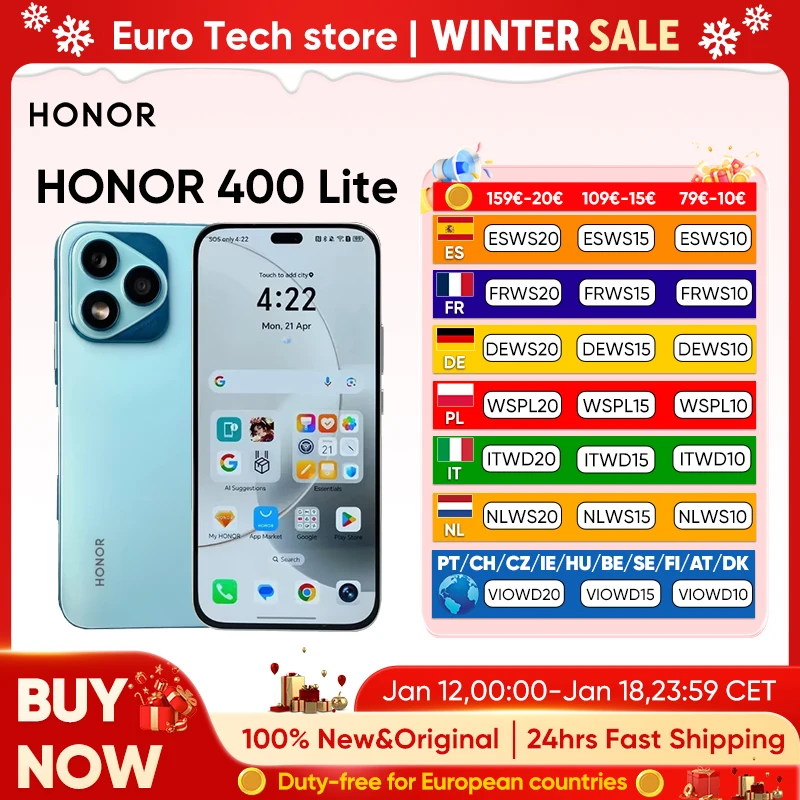 HONOR 400 Lite 5G Smartphone MediaTek Dimensity 7025-Ultra 6.7 ''AI bouton de caméra 108MP HD 5230mAh 35W surCharge AMOLED affichage
