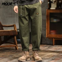 HIQOR hommes vêtements printemps automne Cargo pantalon homme coton décontracté pantalon ample ceinture taille moyenne Joggers mâle droit Baggy pantalon 2