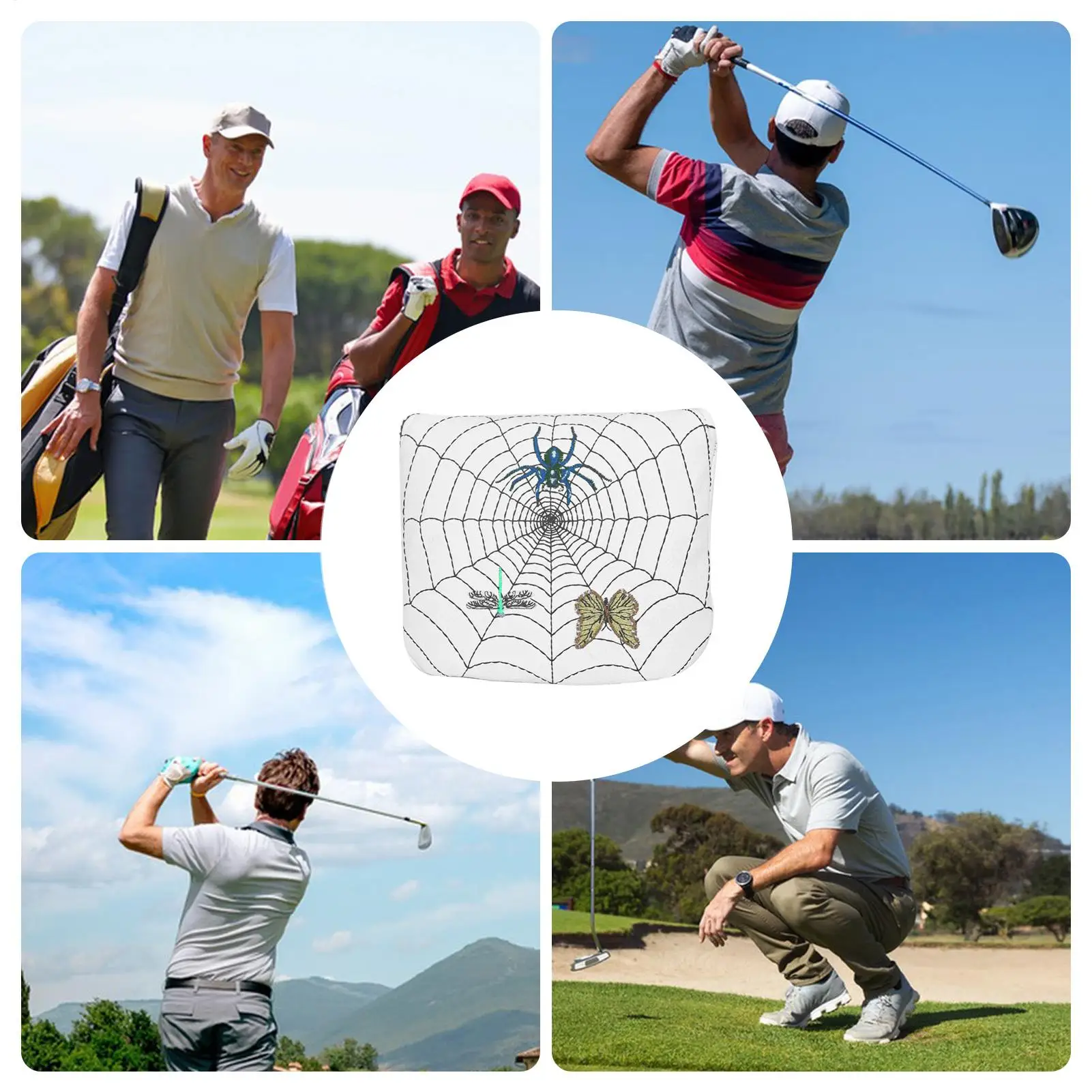 Golf Club Head Covers Magnetic Funny 3D Spiderweb Embroidery Driver Head Covers For Men Women Youth Teens Golfers Wife Husband