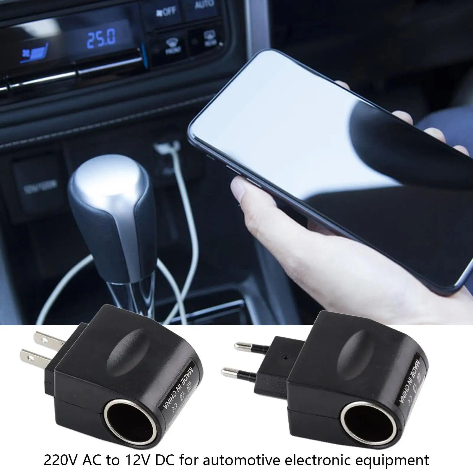 12 Volt Car Adapter Stable Lighters Converter 220V To 12V With LED Indicator Black Automotive Accessories AC To DC Car Adapter