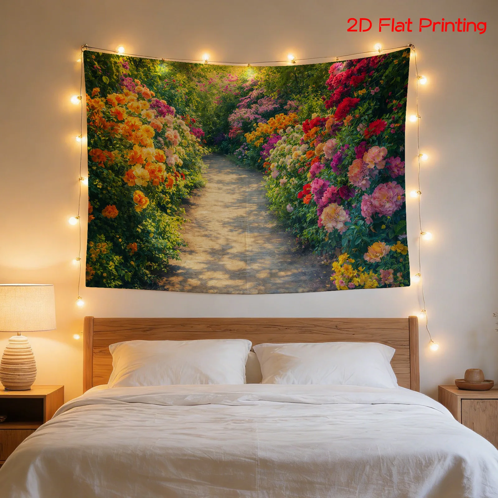 Vibrant Floral Garden Tunnel Tapestry Wall Hanging Boho Bohemian Bedroom Decor Nature Art Room Decor Print Tapestry Wall Decor
